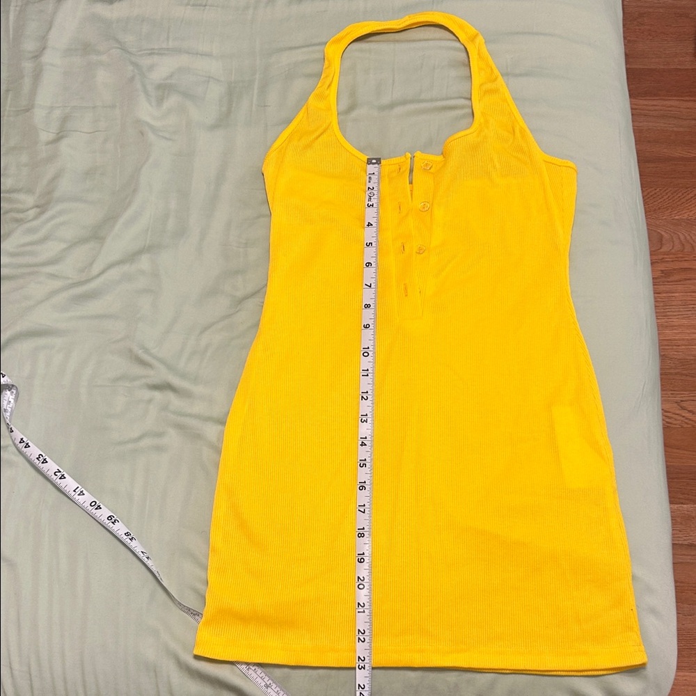 Olivia M Sunny Yellow Halter Mini Dress
